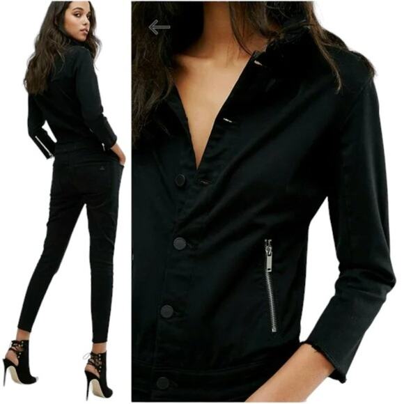 DL 1961 x Jessica Alba No. 7 Jumpsuit in Scorpion Black SZ XS - Picture 5 of 15